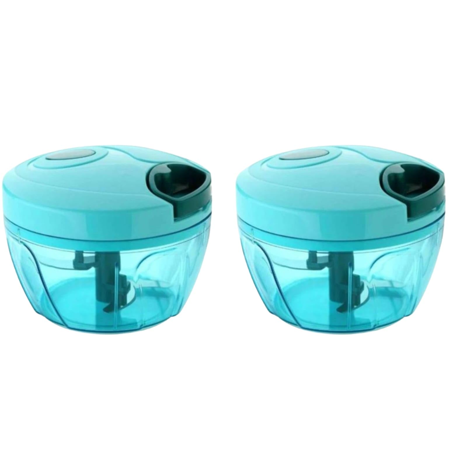 Manual Food Chopper with Pull String, 500 ML Capacity, Turquoise, Includes 2 Knives-picture-11