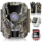 COLORWAY Caméra de Chasse -Hunting Camera 16MP 1080P HD IP65 Étanche, Mini Caméra Surveillance avec 22Pcs LED, Vision Nocturne Infrarouge, Capteur de Mouvement PIR, 2 LCD Ecran (Camera+Montre White)