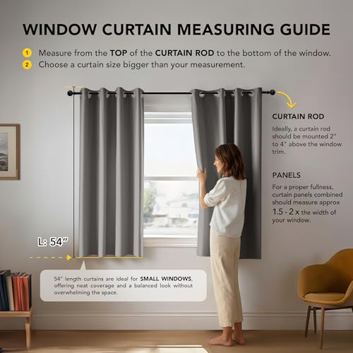 Image of Deconovo Grey Blackout Curtains Thermal Bedroom Curtains 42 inchx 54 inch 1 Pair