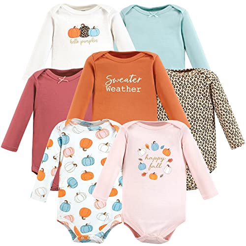 Image of Hudson Baby Baby Girls' Cotton Long-sleeve Bodysuits 7-pack