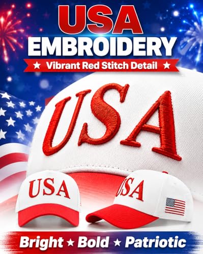 Image of USA Flag Hat for Men Women - 3D Embroidered Patriotic Baseball Cap, 4th of July, 250th