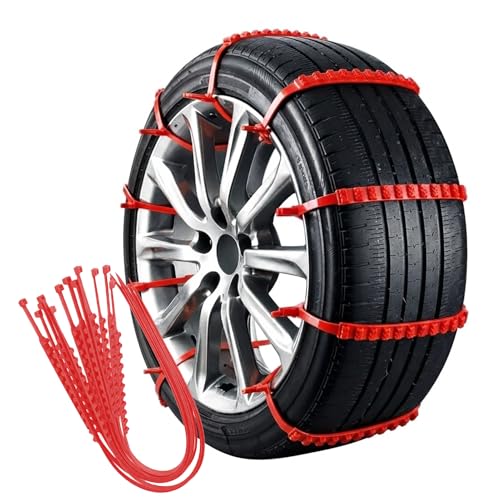 Ebksqs Universal Schneeketten-Set 10-teilig Verstellbar für Auto SUV & Geländewagen | Anti-Rutsch für Winter Schnee & Eis