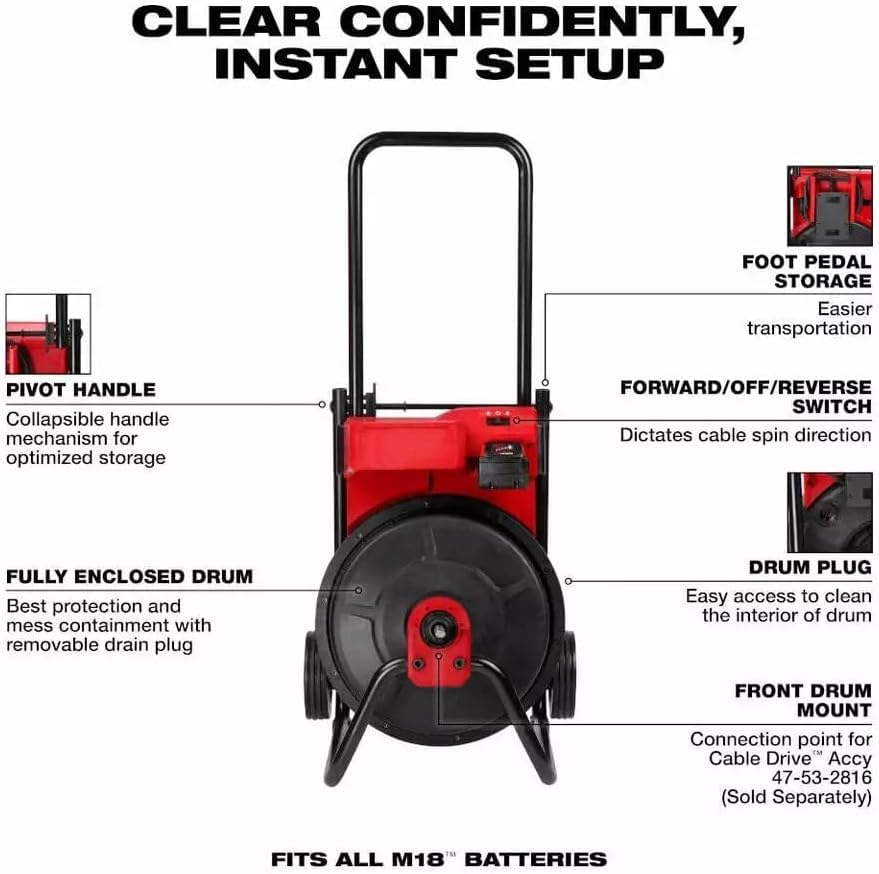 2817A-21 For Milwaukee M18 Drum Machine for 3/8-1/2 Cable + TPT Premium cart storekid