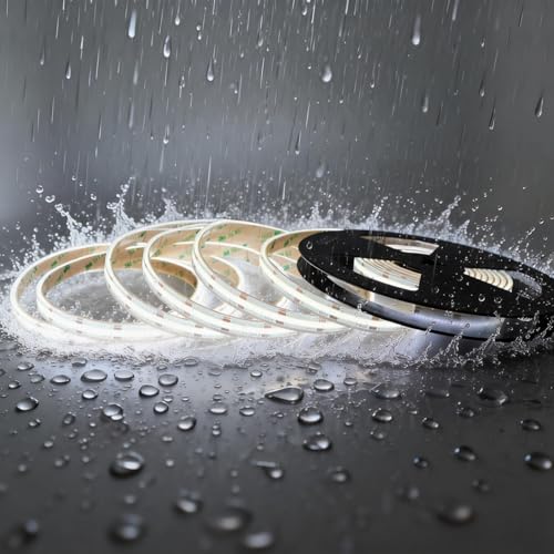 Tira LED COB impermeable IP68 16.4 pies 12V 480 LEDs/m blanco frío miniatura 1