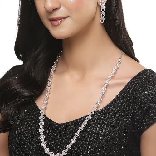 Circular American Diamond Necklace Earring Set
