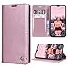 Produktbild RuiPower Kompatibel für Xiaomi Redmi Note 8 Pro Hülle Premium Leder PU Handyhülle Flip Case Wallet Lederhülle Klapphülle Klappbar Silikon Bumper Schutzhülle für Redmi Note 8 Pro Tasche - Rose Gold
