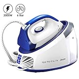 Centro de planchado de 3000 w - con 6 bares de presión y autonomía ilimitada, soplado de vapor de 480 g / min y vapor continuo de 140 g / min para planchar los tejidos más difíciles con menos esfuerzo y reduciendo el tiempo de planchado