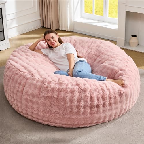 S Beanbag Chair With Filler Adult Bean Bags With Fluffy & Machine Washable Cover, Giant Bean Bag Chairs For Aduts (pink, 5ft-50" X 50" X 24")