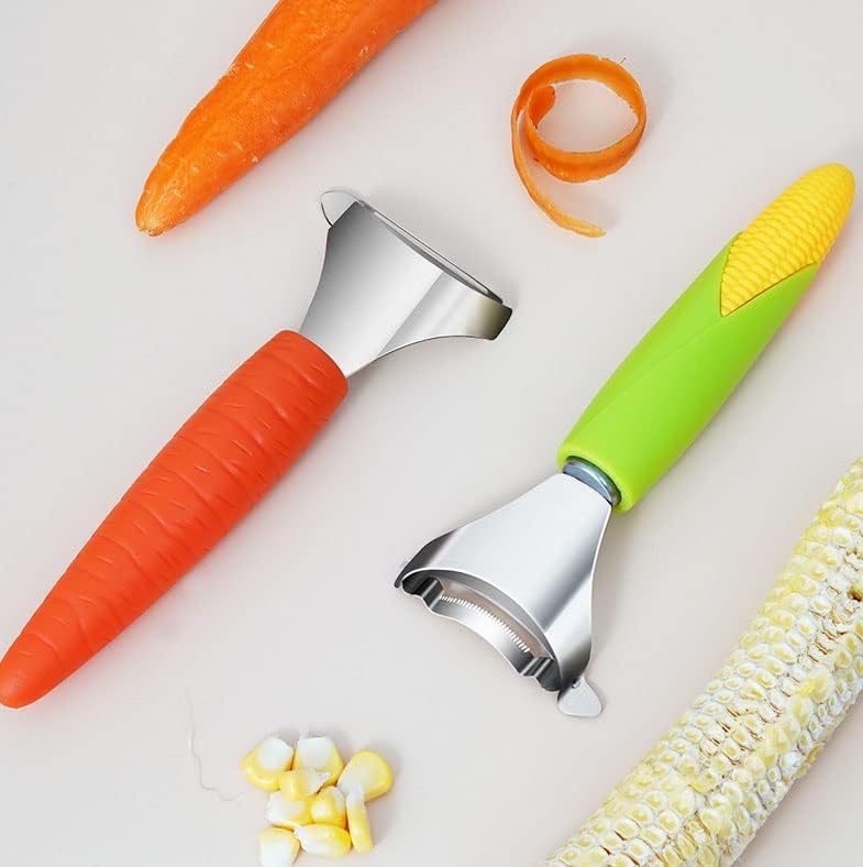 Miniatura 3 de Juego de pelador de maíz y cuchillos de pelar Pelador de verduras de frutas con mango cómodo Herramienta de eliminación de maíz en la mazorca
