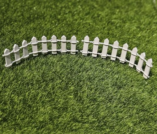 Image of Miniature Fence for Miniature Garden, Fairy Garden Decor, Dollhouse Accessory, Set of 12 Pc, White 10 x 3 cm