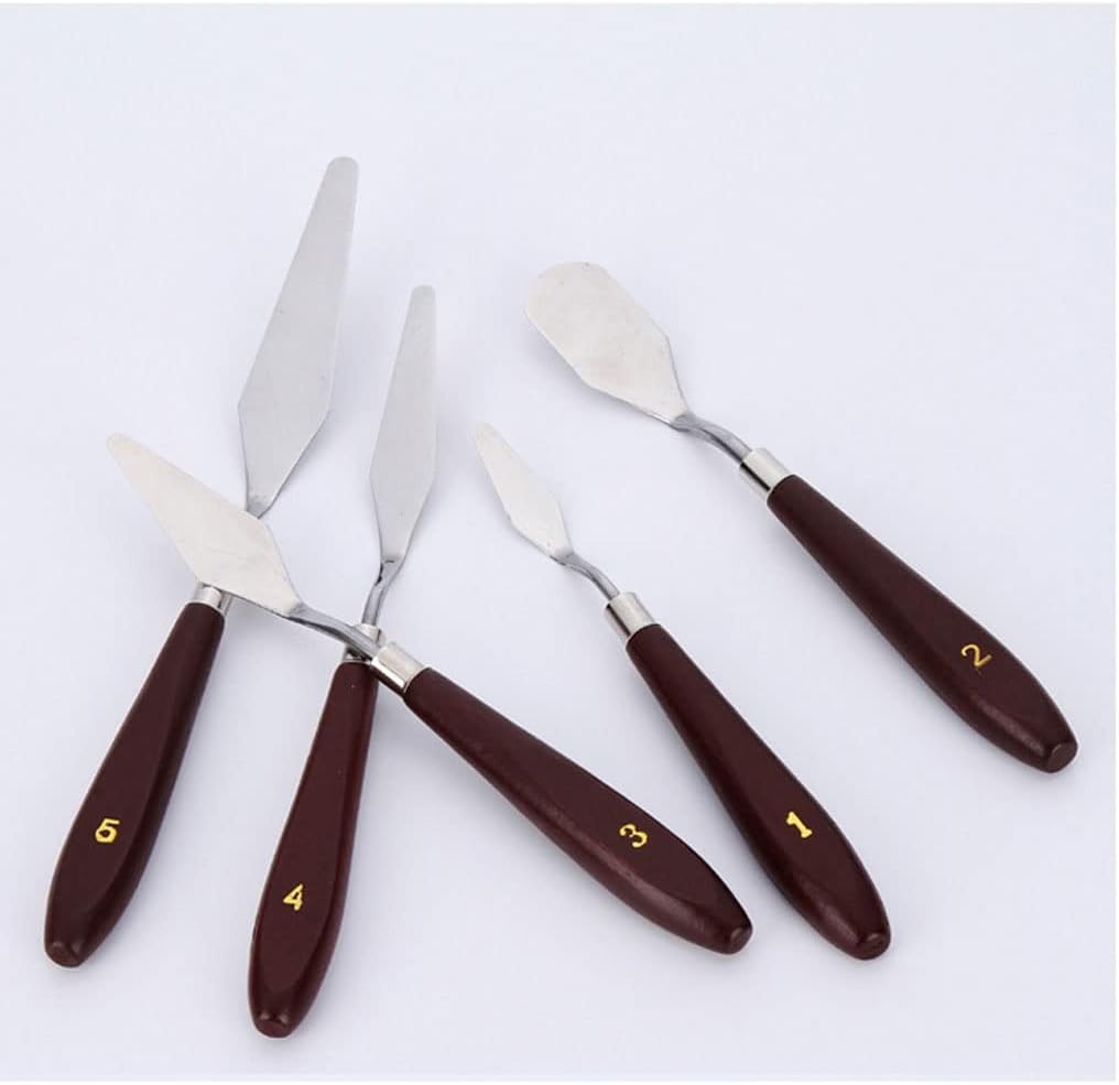 5 Pcs/set Wooden Handle Oil Painting Professional Artist Drawing Acrylic Paints Palette Scraper Shovel Art Tool