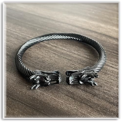 Pulsera Abierta Dragón para Hombre en Acero Inoxidable miniatura 3