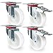 Transportrollen Set 100mm Schwerlastrollen Laufrollen Lenkrollen mit Bremse 360° Grad drehbar Lenkrollen Weiß 80 Kg Traglast pro Rolle Industrierollen Industrierollen von PRIOstahl für Werkbank Werkzeugwagen Paletten