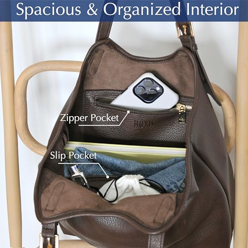 Image of HOXIS Tote Bag for Women with Adjustable Handles Soft Vegan Leather Shoulder Handbag for Work, Travel & Everyday Use