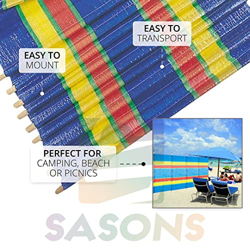 SASONS ® Quality 10 Poles Large Windbreak Privacy Sun Shade Screen Protection Panels Windbreakers, XL Tall Wooden Wind Break Shelter Best for Outdoor Garden, Beach, Camping, Caravan, Festival - Image 4