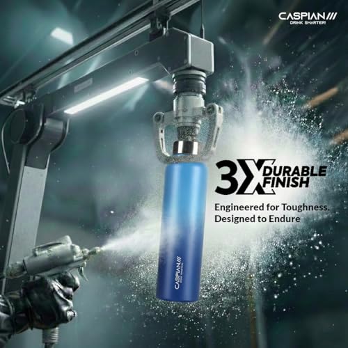 Image of CASPIAN / / / Astra ISI Certified Stainless Steel Water Bottle 1ltr. (M Blue, 1 Litre, Set of 3) | Leak Proof Thunder for Fridge Home Office Travel School Kids Boys Girls Adults Sports Gym Yoga|BPA Free