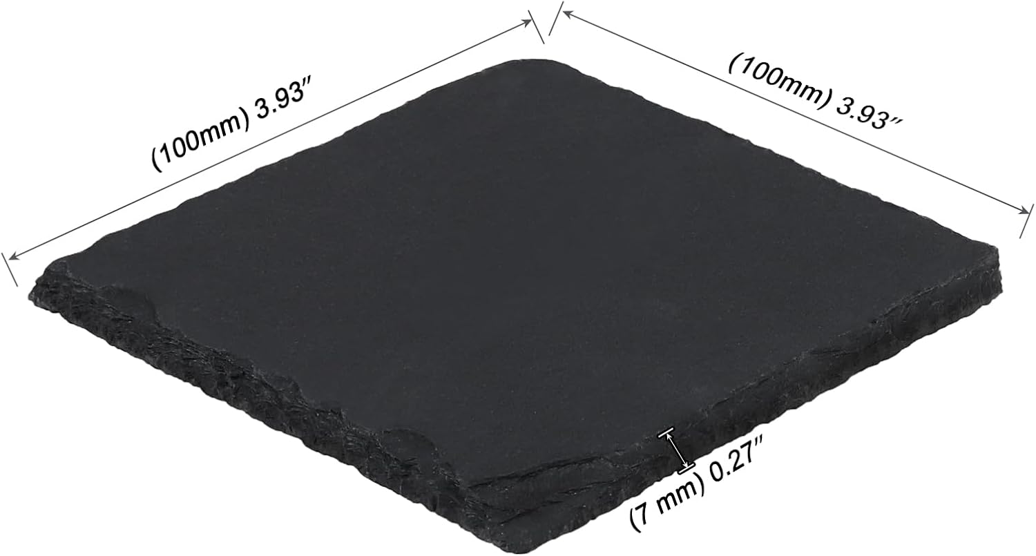 MOUYAT 30 Pack 4x4 Inch Black Slate Plates, Square Slate Cheese Board with Natural Edge, Natural Stone Plates Cutting Board Charcuterie Boards for Cheese, Sushi, Meat, Appetizers