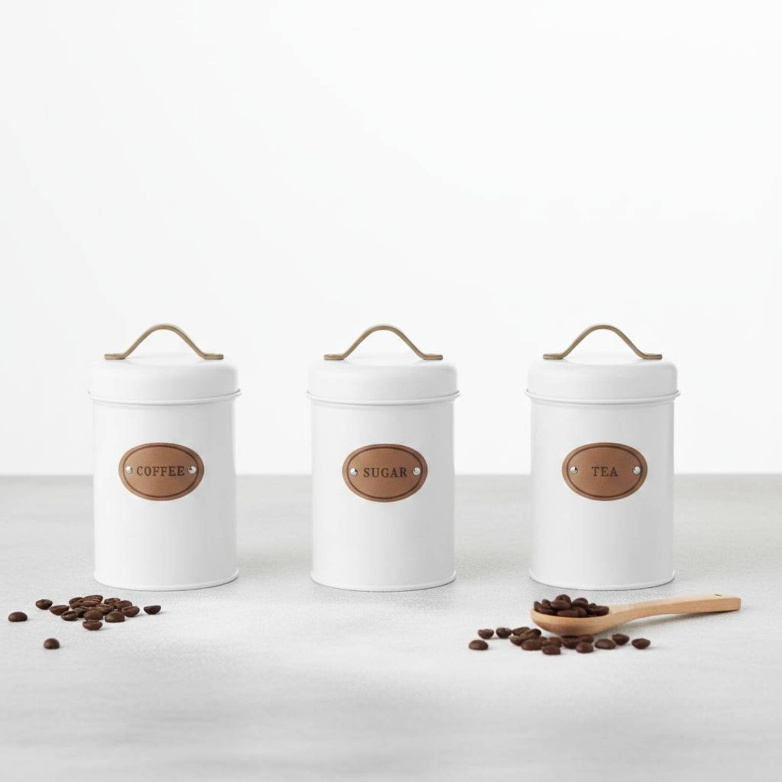 Amazon.co.jp: Jinhxofs 3 個セット 金属キャニスター 防潮 コーヒー