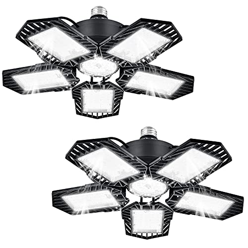 LED Garage Light 2 Pack,Alicosoty 16000LM 160W LED Garage Ceiling Lights, 5 Adjustable Panels Deformable Garage Light, 6500K Garage Lighting, LED Lights for Garage Workshop Workbench Barn Basement