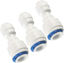 TOP-VIGOR 3 Pack 3/8" to 1/4" Push Fit Straight Connectors, Quick Connect Tube Fittings for Water Filters, Ice Makers, Coffee Machines, Beverage Dispensers, White