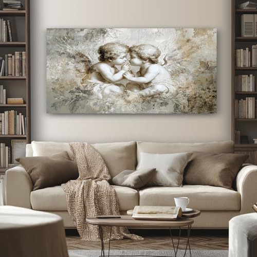 SKOEUI Quadro Moderno Soggiorno Angelo Vintage Quadri da Parete per Camera da Letto Figura Classica 50x100 cm Stampa su Tela per Decorazione Murale, Arredo Salone e Ufficio Senza Cornice