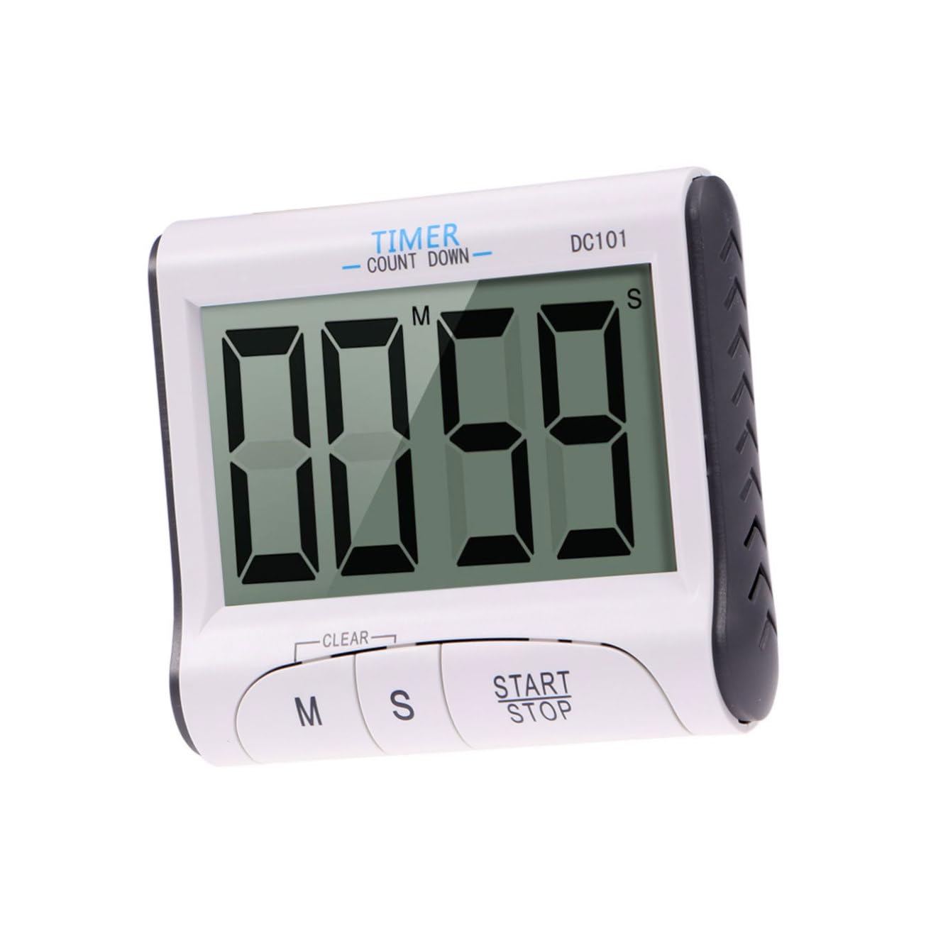 Фронт view of LIFKOME DC101 Digital Kitchen Timer with dimensions labeled as 3.1 inches / 8 cm width and 2.8 inches / 7 cm height.