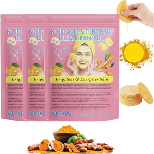 Turmeric Kojic Acid Exfoliating Cleansing Pads,Almohadillas Limpiadoras De Cúrcuma,Acid Turmeric Cleansing Pads,Almohadillas De Cúrcuma Y ácido Kójico Para Limpiar Y Exfoliar(3PS)