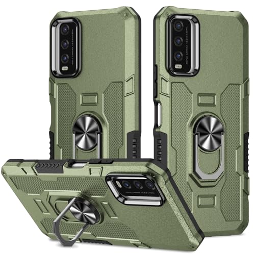 Coque Vivo Y20 antichoc pour le quotidien avec anneau de support et dos rigide vert