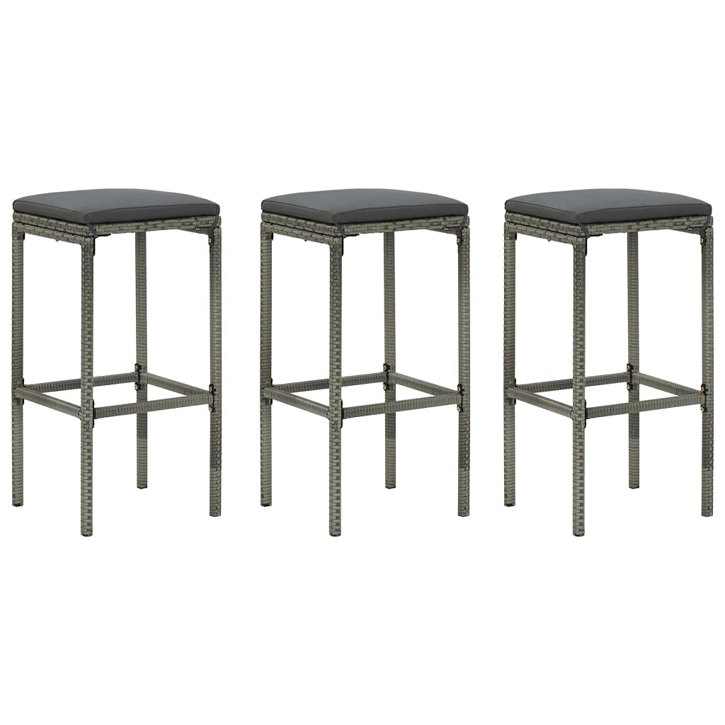 vidaXL Ensemble de Bar de Jardin avec Coussins 4 pcs Table et Chaises de Patio Salon de Jardin Mobilier de Terrasse Meubles d'Extérieur Gris