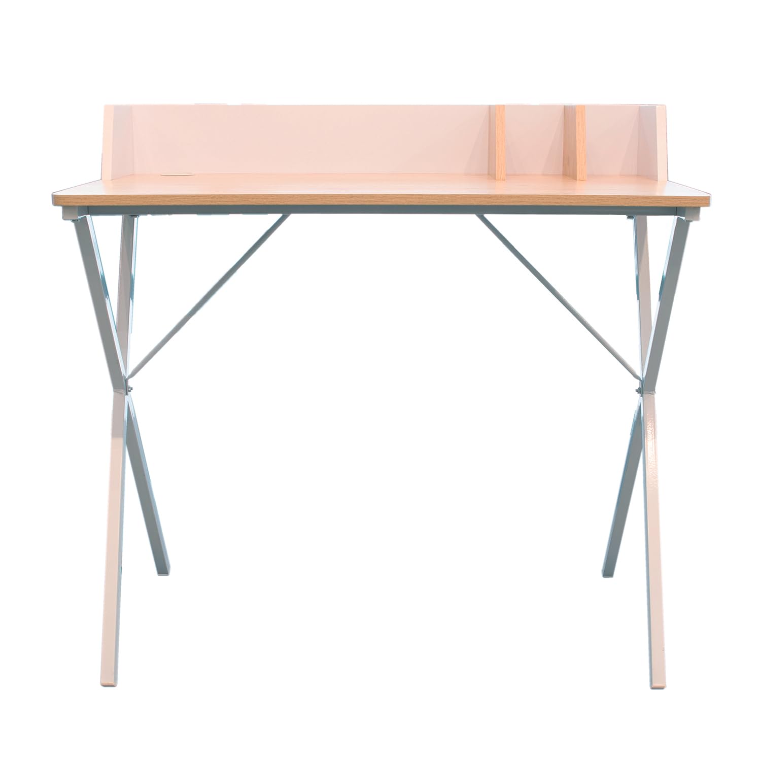 HOME DECO FACTORY Bureau Brice Moderne Télétravail Design Épuré Blanc | Acier et bois, bureau Brice, table de travail moderne, télétravail, design épuré, robuste, 84x90x50 cm, blanc