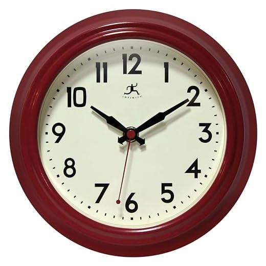 Infinity Instruments 8" Retro Diner Red Silent Wall Clock