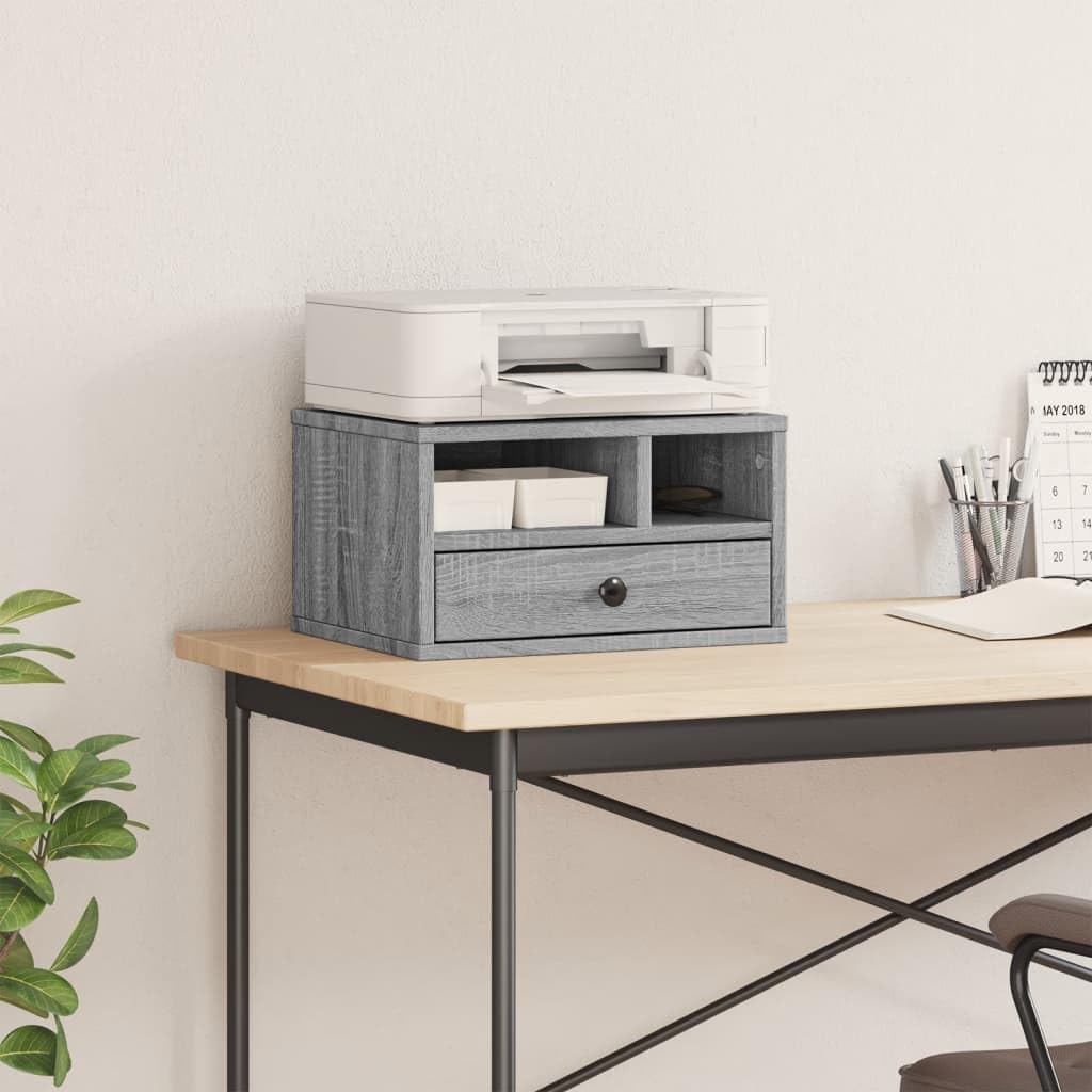 Druckerständer Grau Sonoma 40x32x22,5 cm Holzwerkstoff Beistelltisch für Büro Wohnzimmer Schlafzimmer