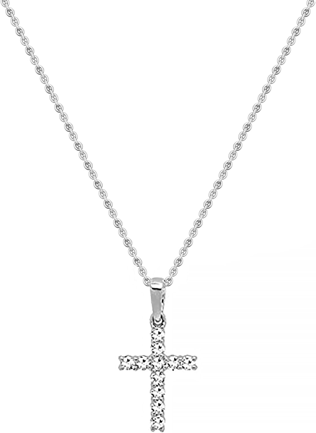 Dazzlingrock Collection Round White Natural Diamond Classic Divine Cross Pendant Necklace for Women in 14K Real Solid Gold