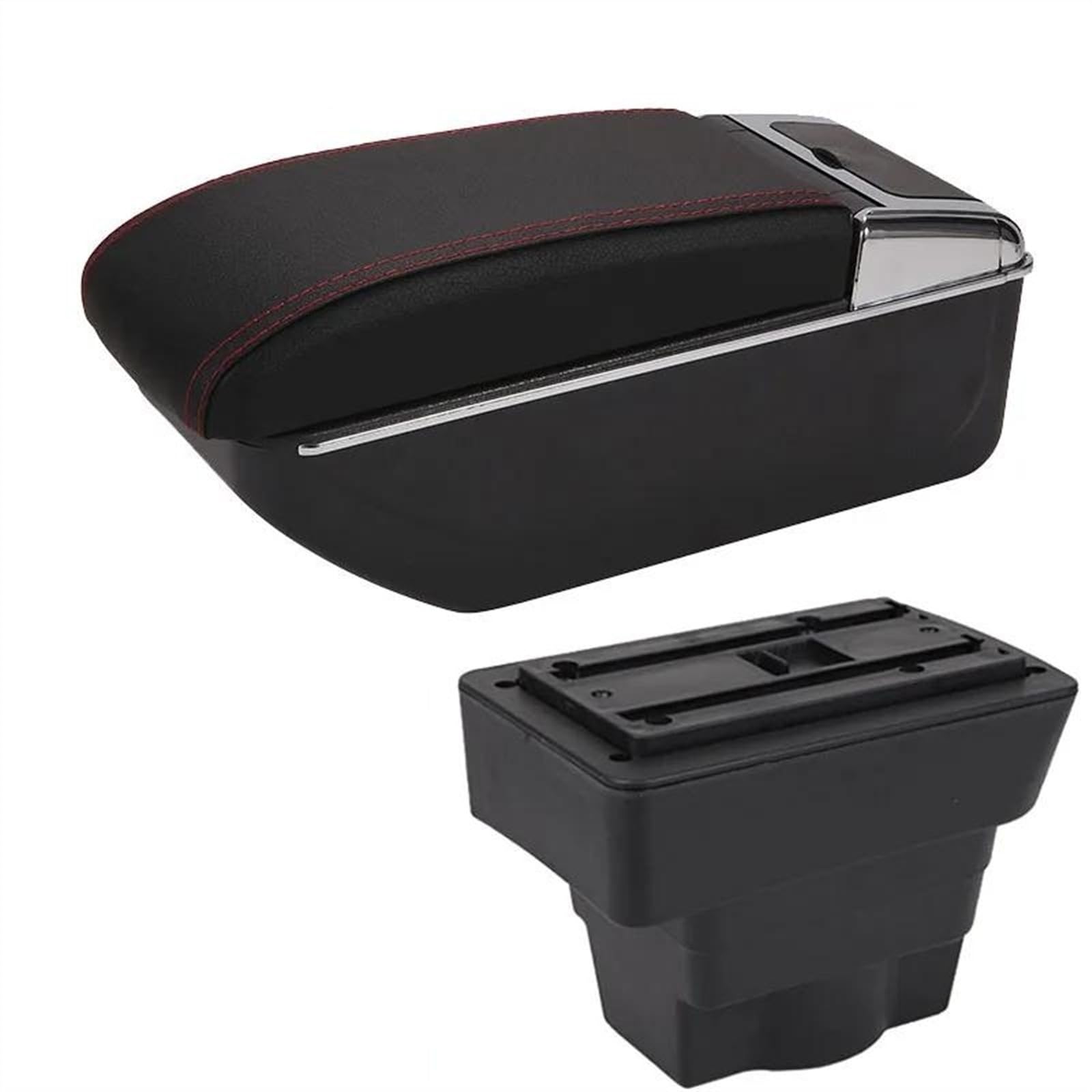 NOHEEU Car Center Console Storage Box Multifunctional Armrest Interior Accessories For Astra J 2012-2020(D1 Black red NoUSB)