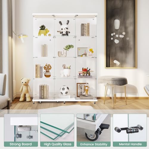 Image of Beauty4U White Glass Display Cabinet, 12-Shelf Curio Cabinet