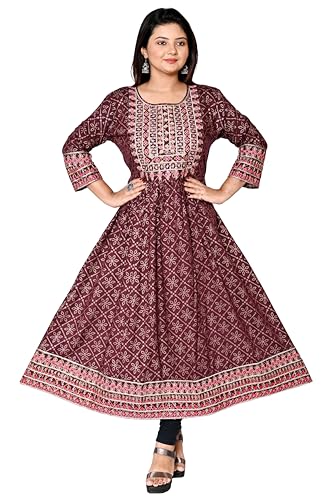 Image of Rayon Casual Ethnic Round Neck Embroidered Kurta for Women and Girls (310)