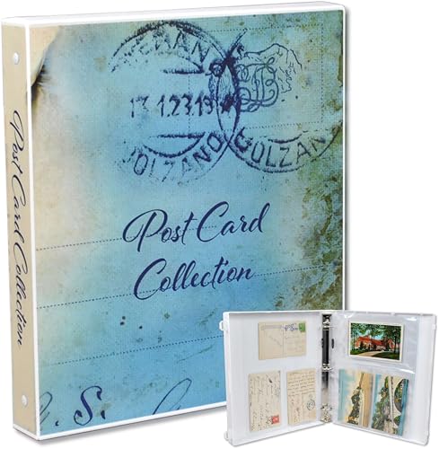 UniKeep Postcard Collector Storage Case with 20 Pages - Holds up to 120 Postcards Measuring 4 x 6 - Additional Pages Can Be Added (Blue)