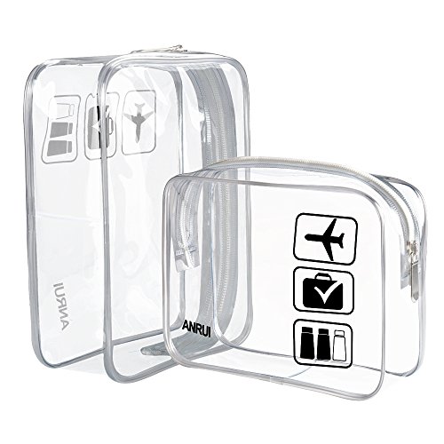 Anrui Clear Toiletry Bag TSA Approved Travel Airport Airline Compliant Bag Quart Sized 3-1-5 Kit Travel Pouch