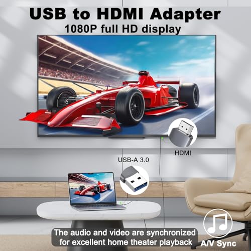 Cable USB A a HDMI de 10 pies con conector reforzado de larga distancia 3