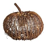 Mud Pie Thanksgiving Small Light-Up Rattan Pumpkin