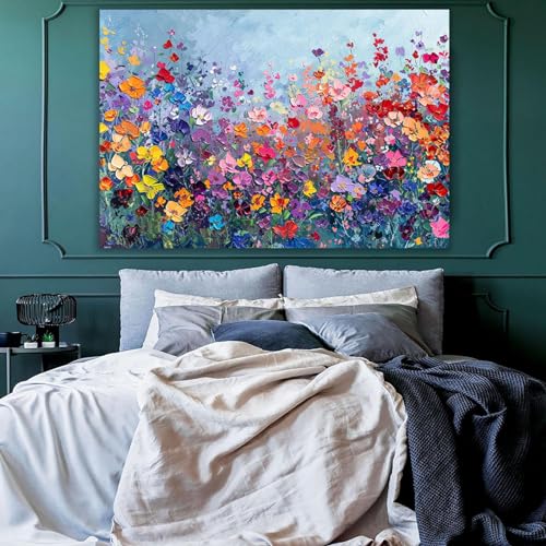 Décoration murale fleur colorée et impression sur toile salon 50x70