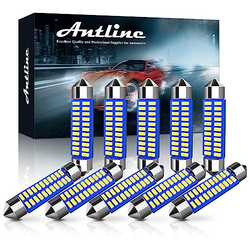 Antline 211-2 212-2 578 569 214-2 41MM 1.61LED Bulb White Super Bright Canbus Error Free 12 Volt Replacements for Interior Dome Map Vanity Mirror Sun Visor Lights (Pack of 10)