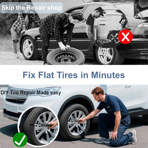 Image of 61 PCS Tire Repair Screws, Professional Tire Plugs Screw Type with a Screwdriver, Tire Repair Screws, Self-Service Screw in Tire Repair Plugs, Tire Plug Kit for Car, Motocycle, Truck, Tractor