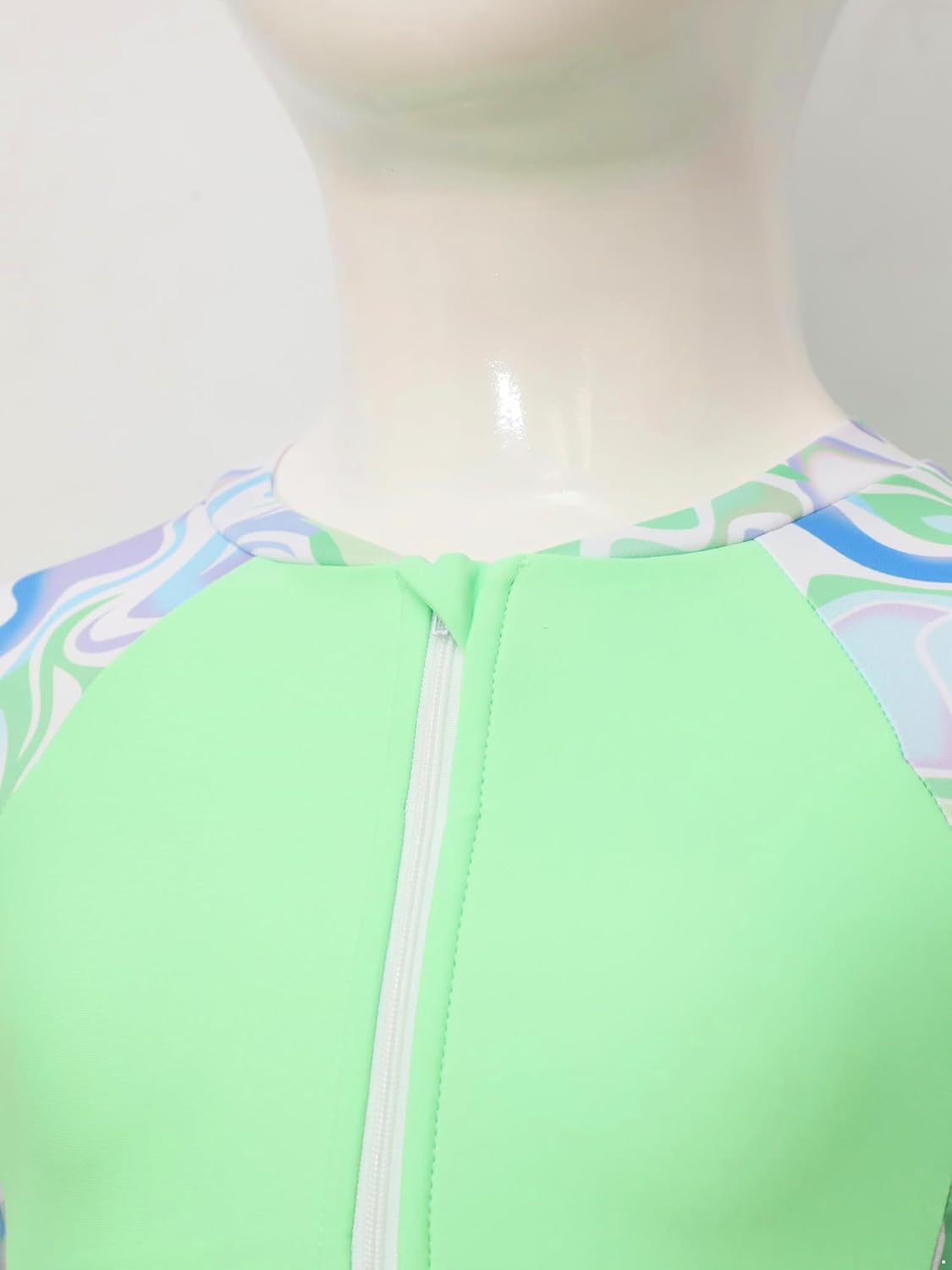 Freebily Kids Girls Floral 2 Pcs Rash Guard Sets Zip Neck Swim Shirts with Shorts Swimsuits