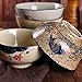 WHJY 4.5 inch Set in 4 Retro Chinese Japanese Creative Hand-painted Floral Cereal Ceramic Soup Rice Bowl