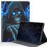 ZXYBNMLE Case for iPad 10.9/Air 11 inch M2 2024 Case (5th/4th Gen), Protective Tablet Cover with Adjustable Stand and Magnetic Auto Wake/Sleep,Skull with Blue Flame Art