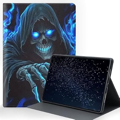 ZXYBNMLE Case for iPad 10.9/Air 11 inch M2 2024 Case (5th/4th Gen), Protective Tablet Cover with Adjustable Stand and Magnetic Auto Wake/Sleep,Skull with Blue Flame Art