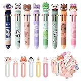 Alyxen Stylo 10 Couleurs, Stylo Bille 10 en 1 Multicolore Rétractable   Stylo à Cliquer 0.5mm à Encre Fluide et Imperméable   Idéal pour École, Bureau, Étudiants & Enfants (30 Marque Pages Inclus)