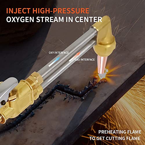 Toauto Heavy Duty Cutting Torch, Oxygen Propane Acetylene Welding Torch Flame Torch Handle & Cutting Attachment With Propane Tip #TOP3