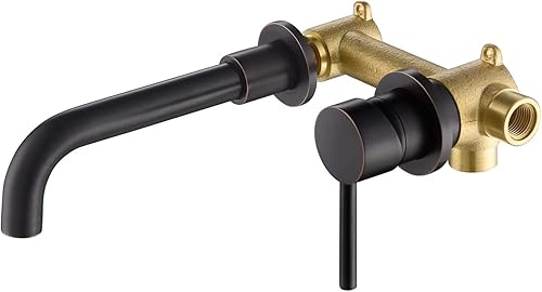 Grifo de pared para baño ORB Bronce, boquilla giratoria de 360, latón macizo con válvula gruesa de una sola manija